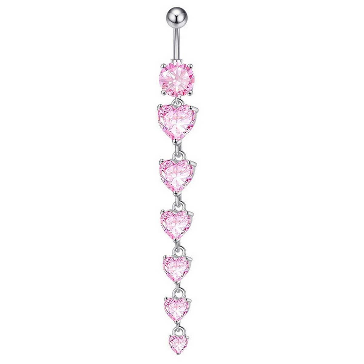 Hot Copper CZ Heart Bar Belly Ring Piercing