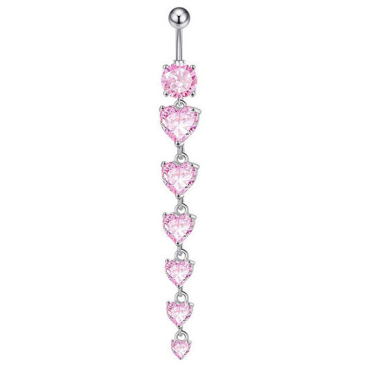 Hot Copper CZ Heart Bar Belly Ring Piercing