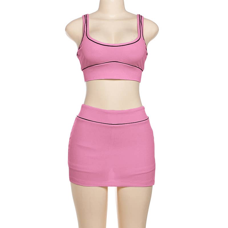 Sexy Crop Tank and Bodycon Skirt Sports Set