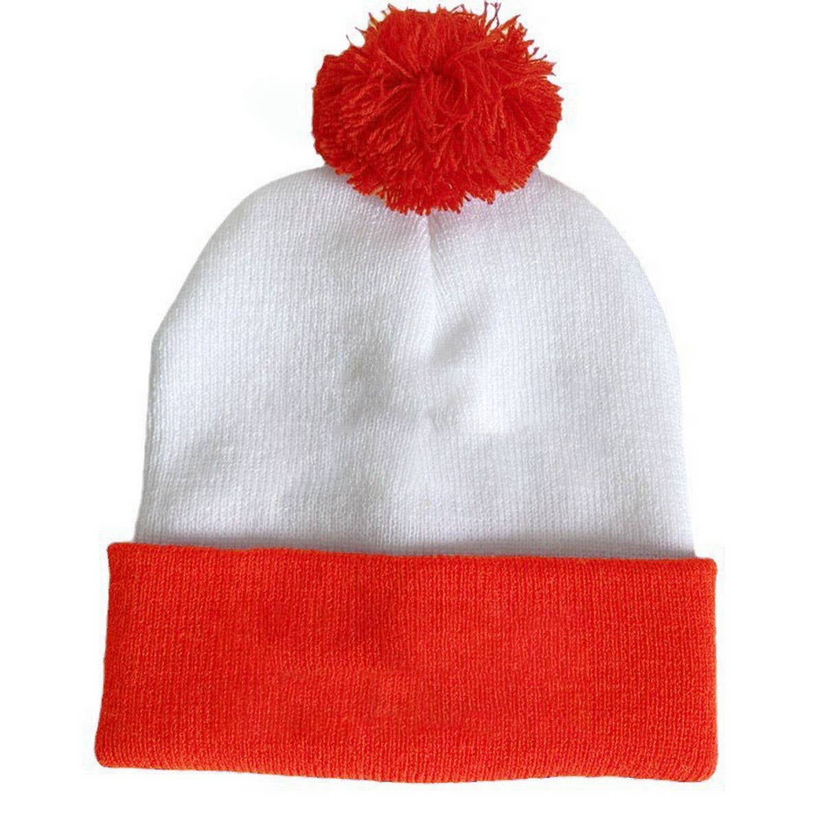 CWAH04338_CHRISTMAS STRIPED KNIT POM POM BEANIE HAT
