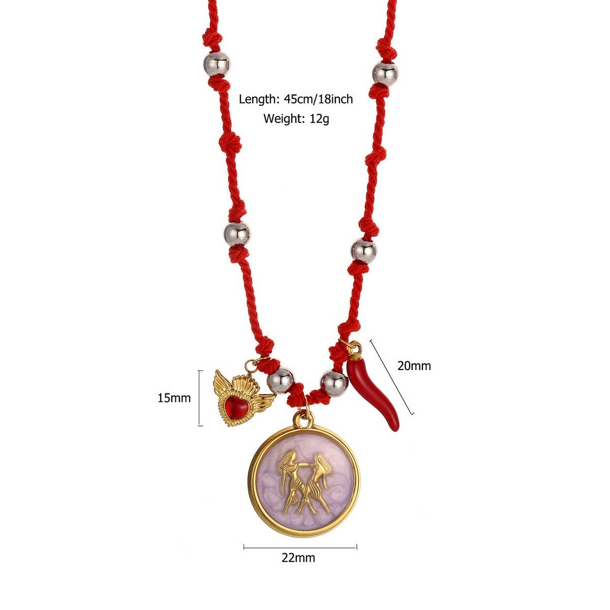 Handmade Zodiac Necklace with Enamel Charms