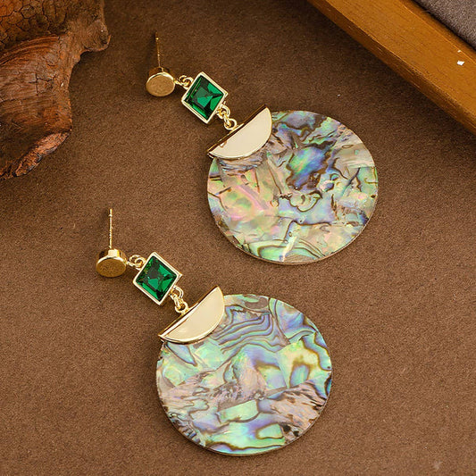 ABALONE TASSEL EARRINGS WITH ZIRCON_CWMM4304