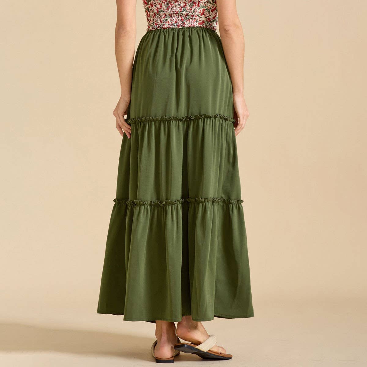 HIGH WAIST ELASTIC MAXI SKIRT WITH ADJUSTABLELACES