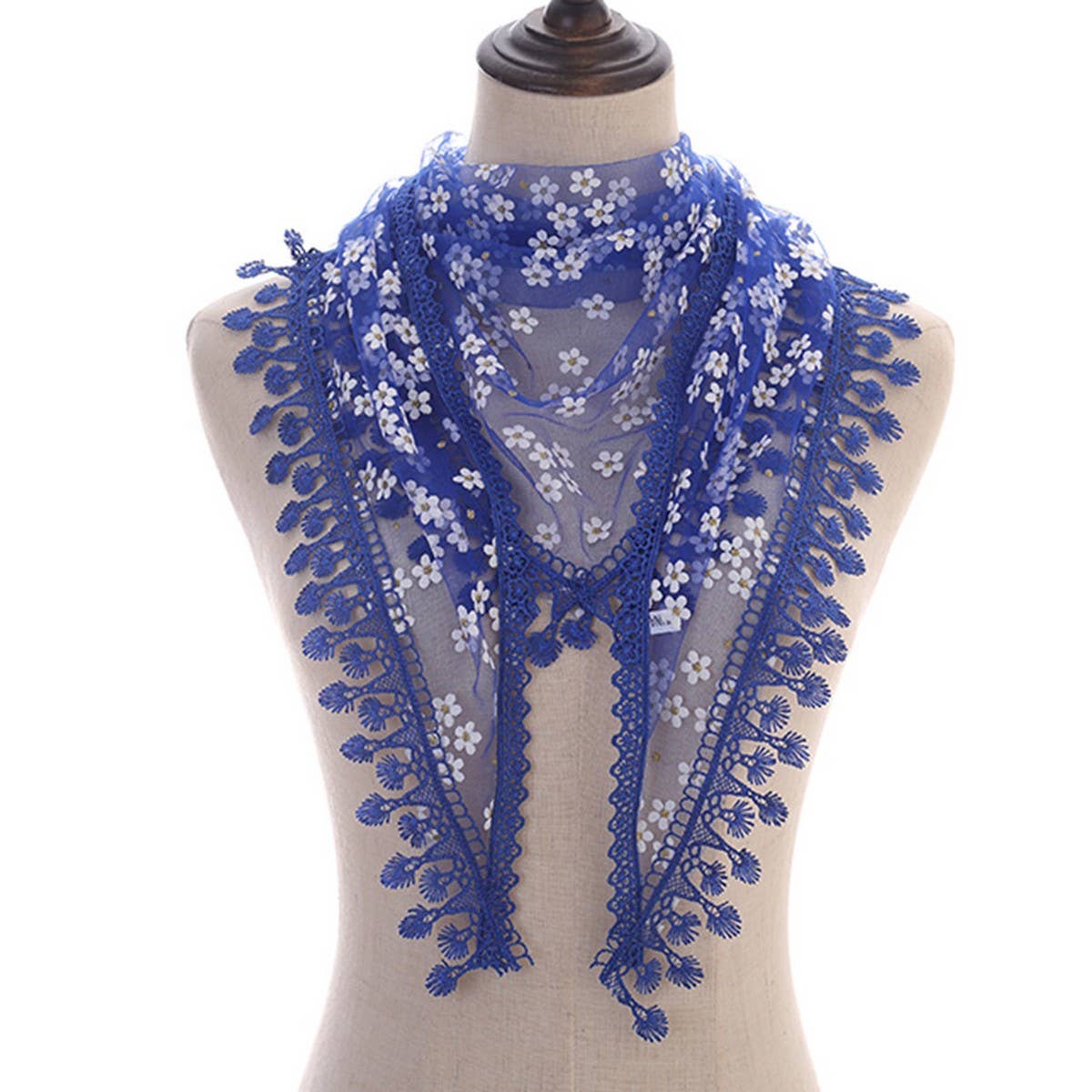 SOLID COLOR TASSEL FLOWER TRIANGLE LACE VEIL_CWMM1987
