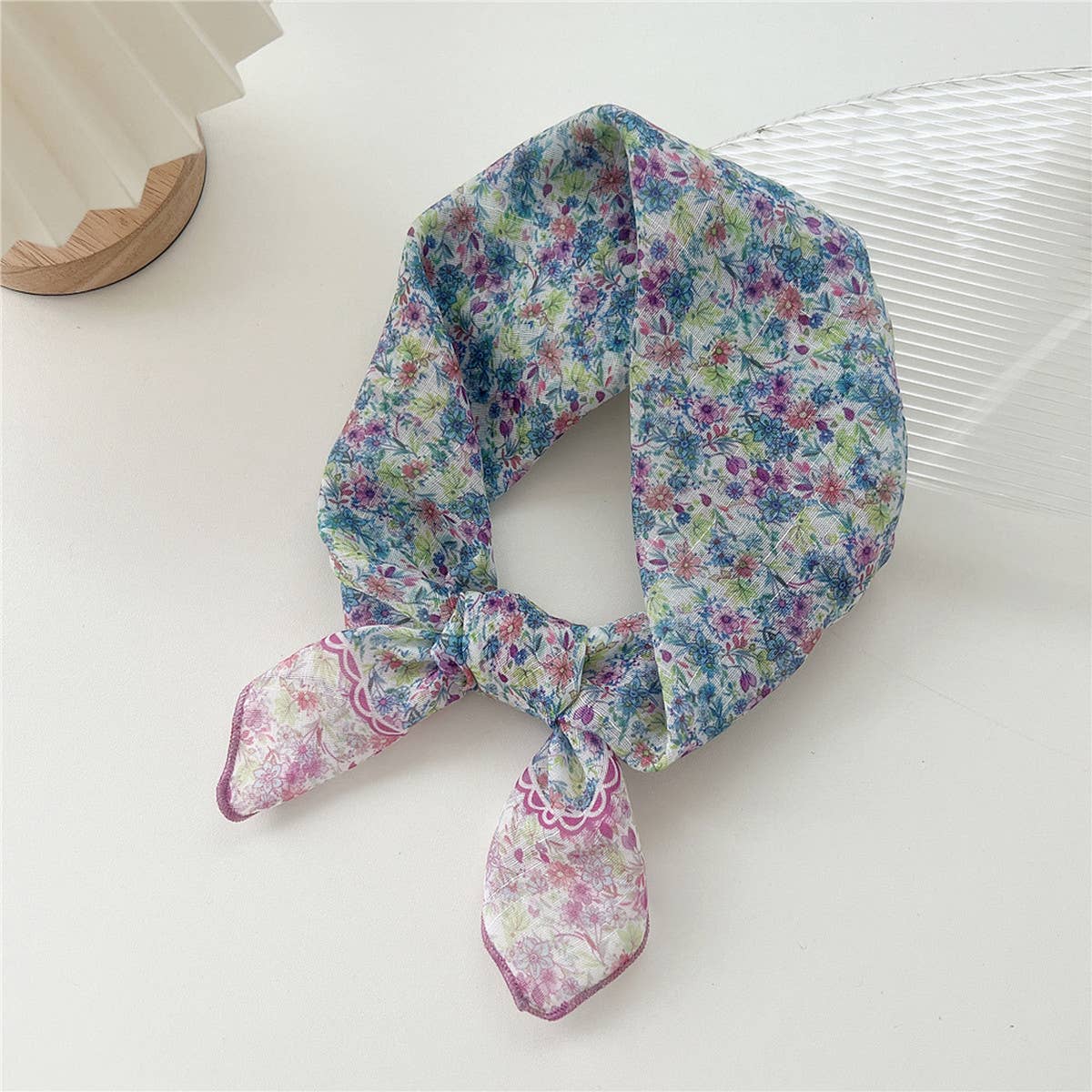 Cotton Linen Square Scarf - Breathable Neck Wrap