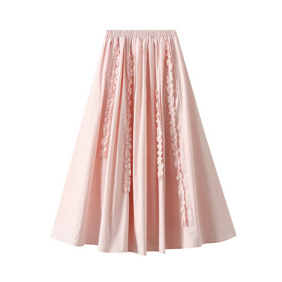 Ruffle Trim 3D Lace A-Line Slimming Skirt