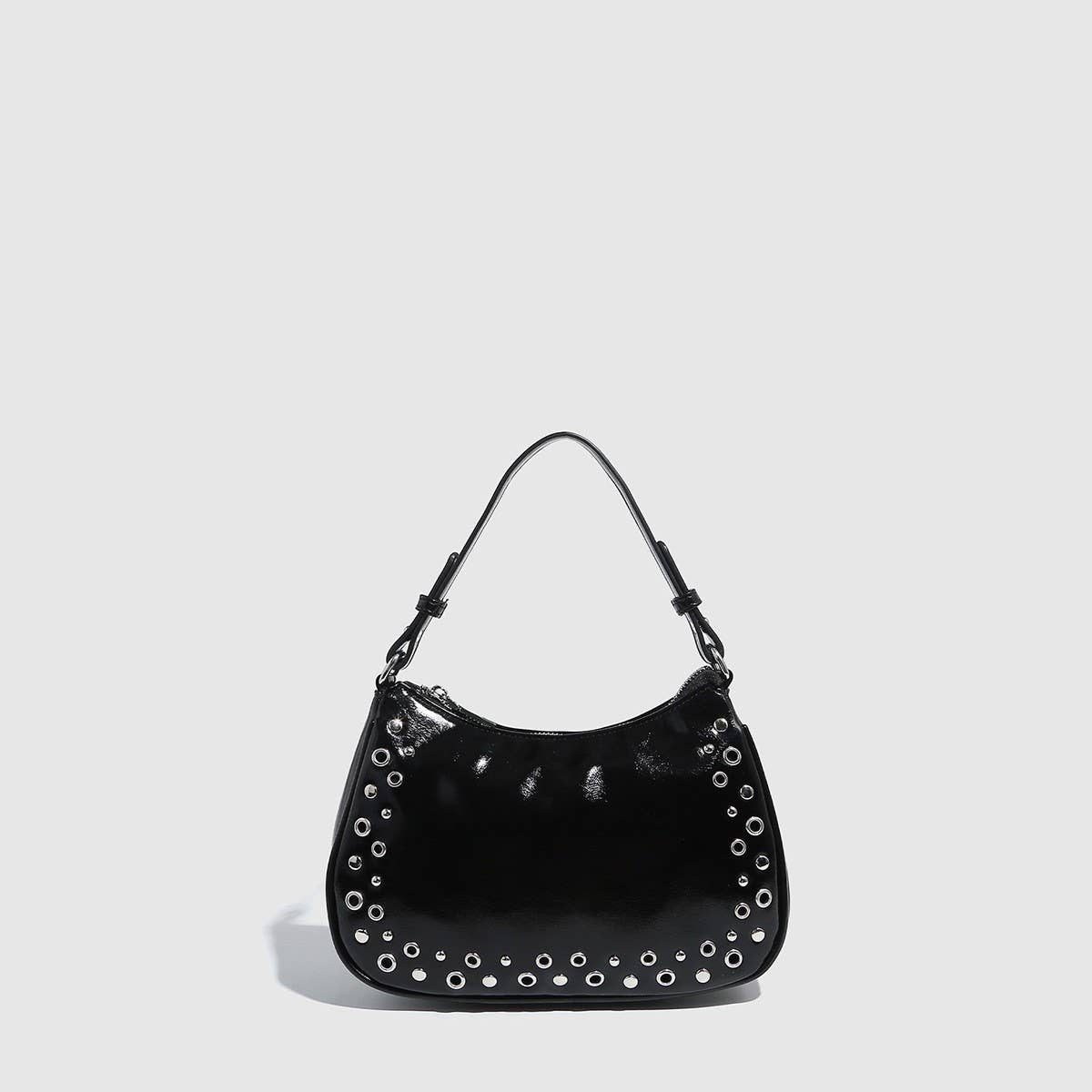 Adjustable Studded Hollow Baguette Bag for Women_CWAB5688
