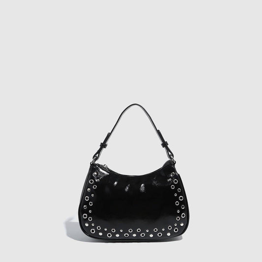 Adjustable Studded Hollow Baguette Bag for Women_CWAB5688