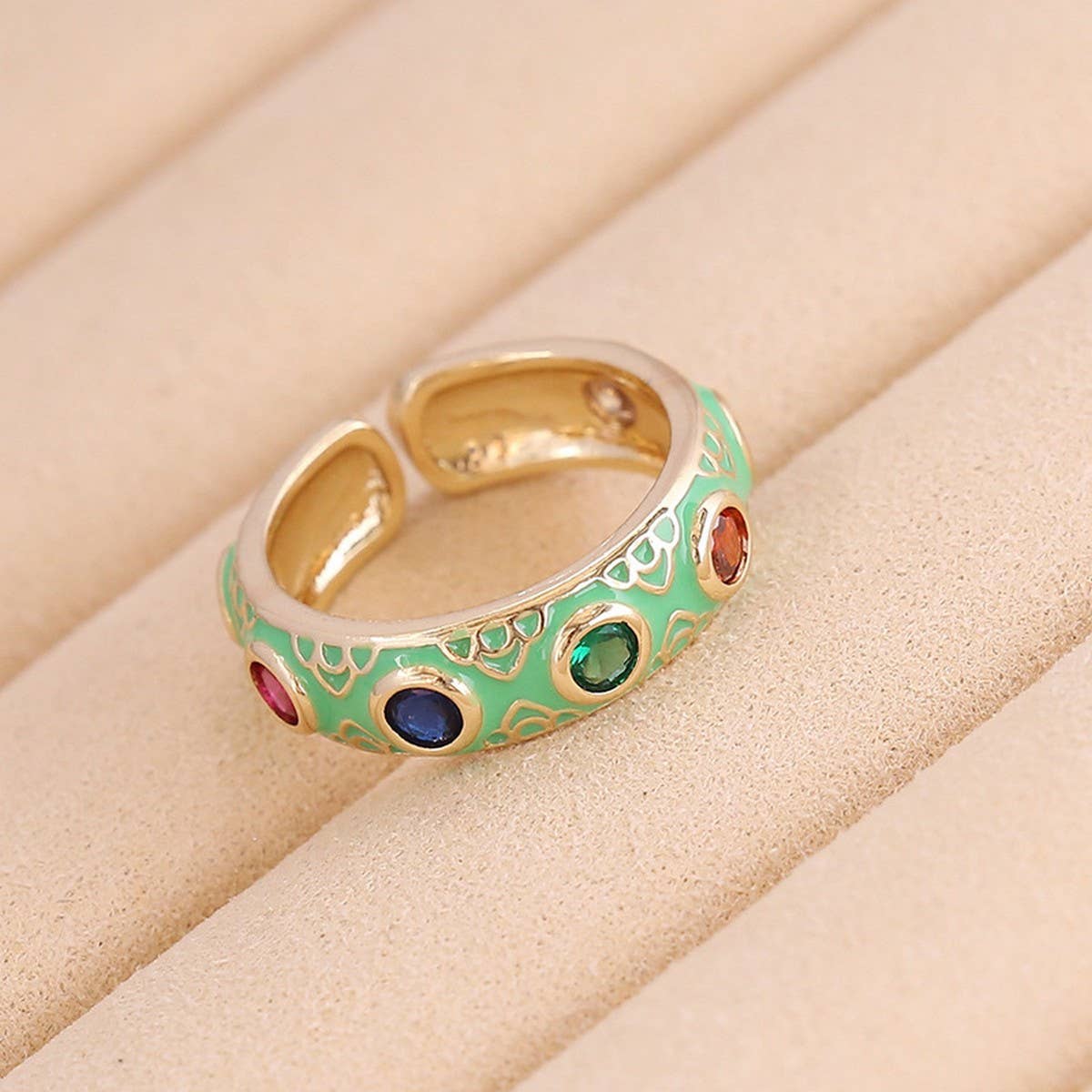 MULTICOLOR OIL DRIP OPEN PERSONALITY HIP HOP RING