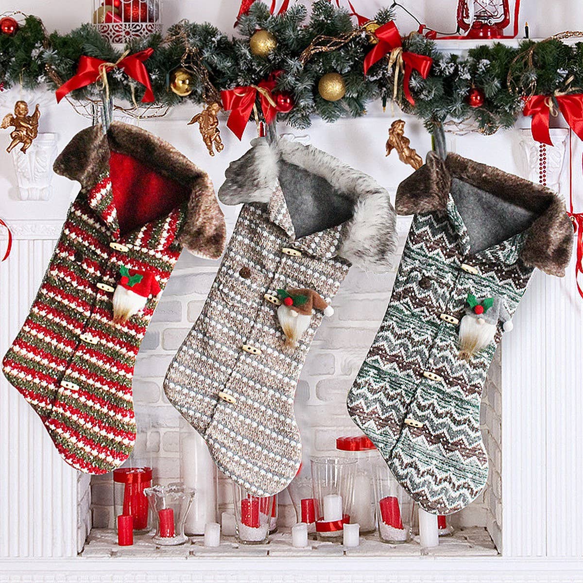 CREATIVE KNITTED CHRISTMAS STOCKING CANDY BAG