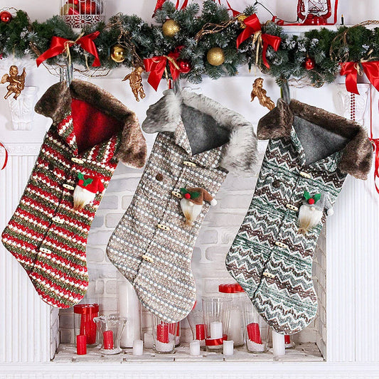 CREATIVE KNITTED CHRISTMAS STOCKING CANDY BAG