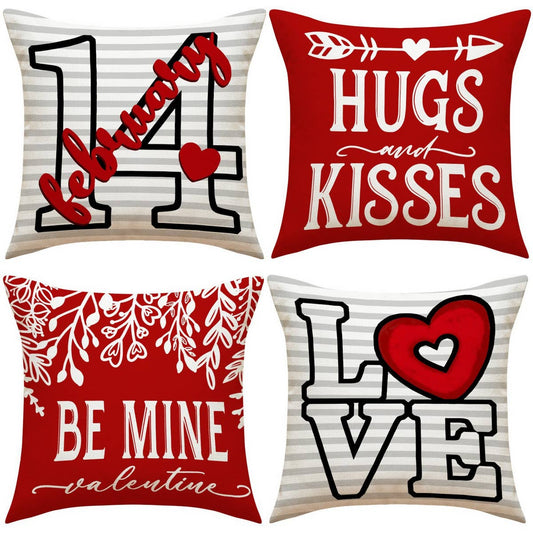 HOME VALENTINE'S DAY LINEN THROW PILLOW COVER