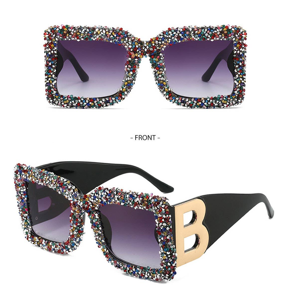 LARGE FRAME B-SHAPED TRENDY SUNGLASSES