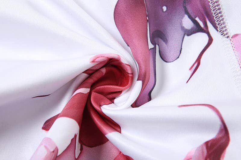 VINTAGE PRINT ZIPPER DESIGN SLEEVELESS BODYSUIT