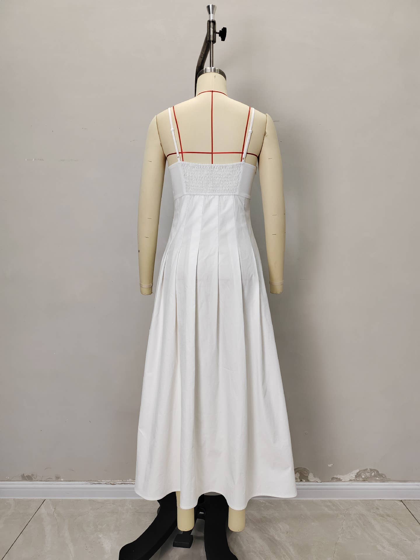 Fishbone corset solid-color halter dress