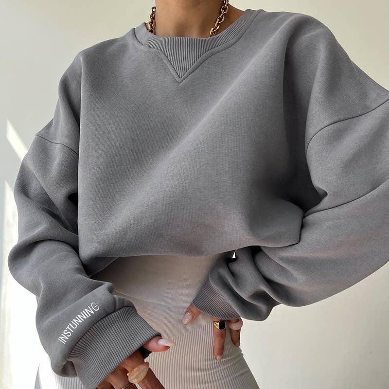 KNIT CREW-NECK LONG-SLEEVED FASHION CASUAL HOODIE