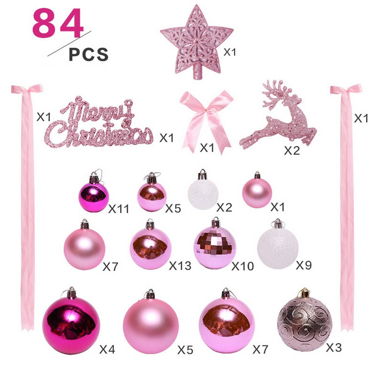 Pink Ribbon Tree Topper & Ornament Set_CWAJE5301
