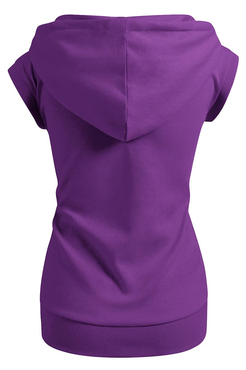 KWOHOSL003_Sleeveless Hoodies Basic Hoodie Zip Up