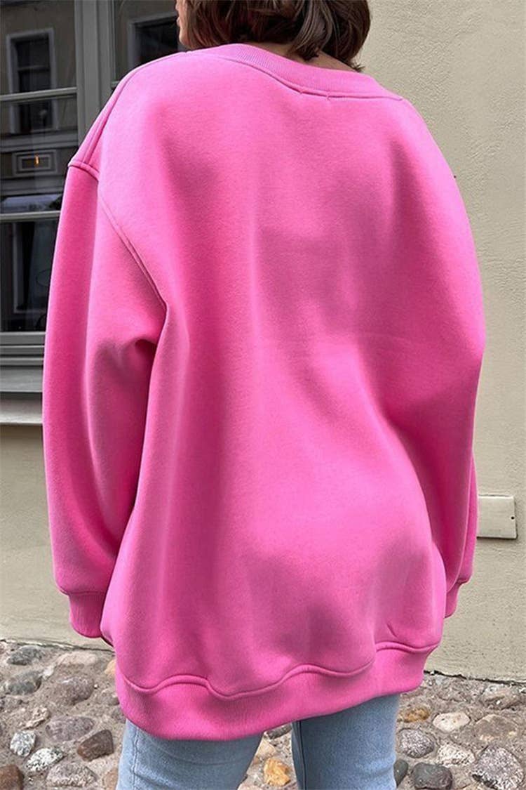 SOLID COLOR CREW NECK LOOSE FASHION HOODIE