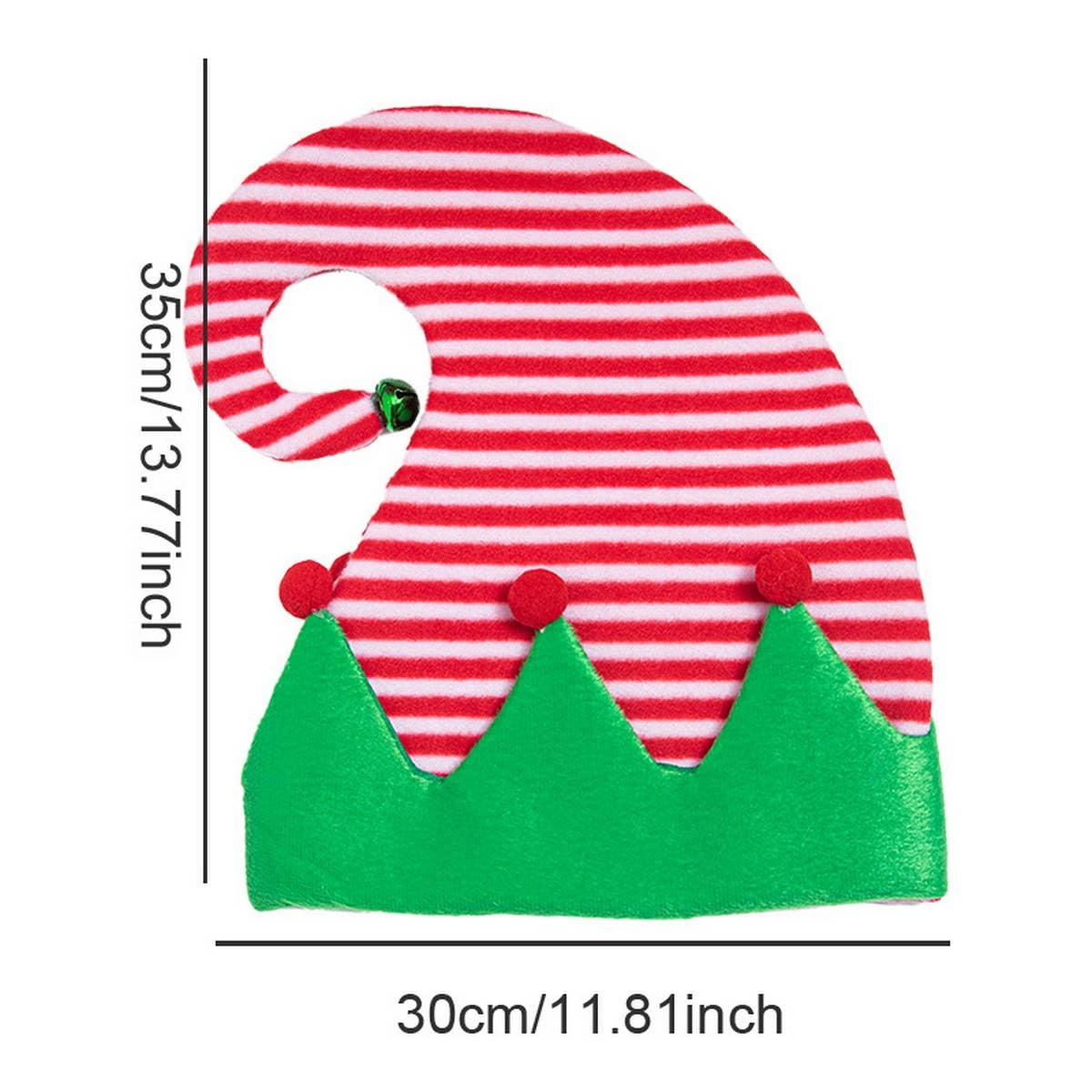 CWAH04585_ELF SANTA HAT WITH BELLS FOR CHRISTMAS PARTY DECOR