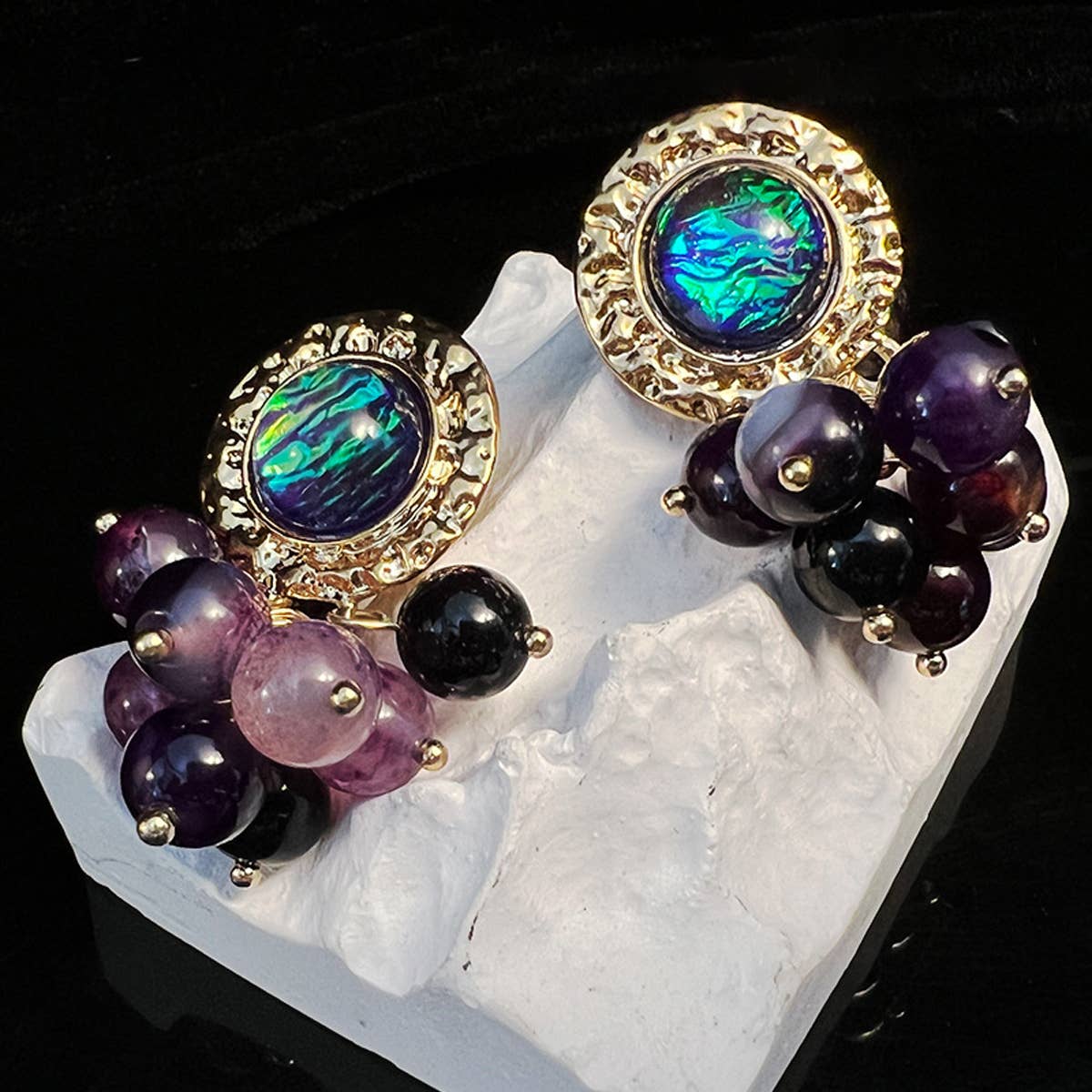 GRAPE SHAPE 925 SILVER NEEDLE STUD EARRINGS