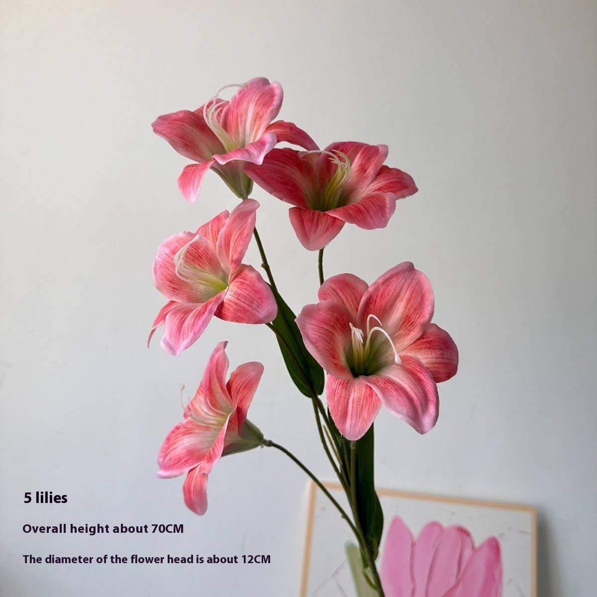 Artificial Amaryllis Lily Stem with 5 Blooms_CWMM6503