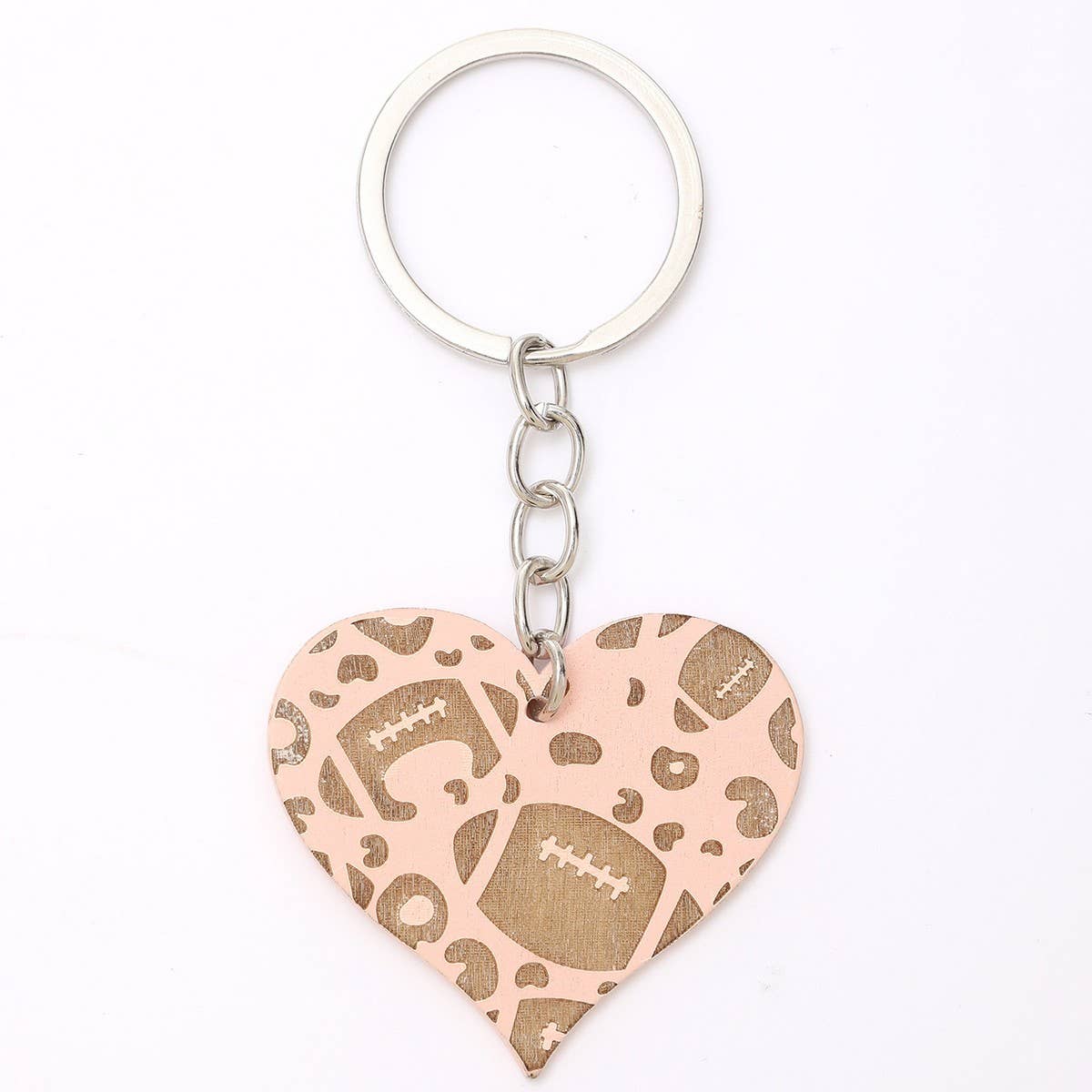HEART SHAPED WOODEN KEYCHAIN PENDANT