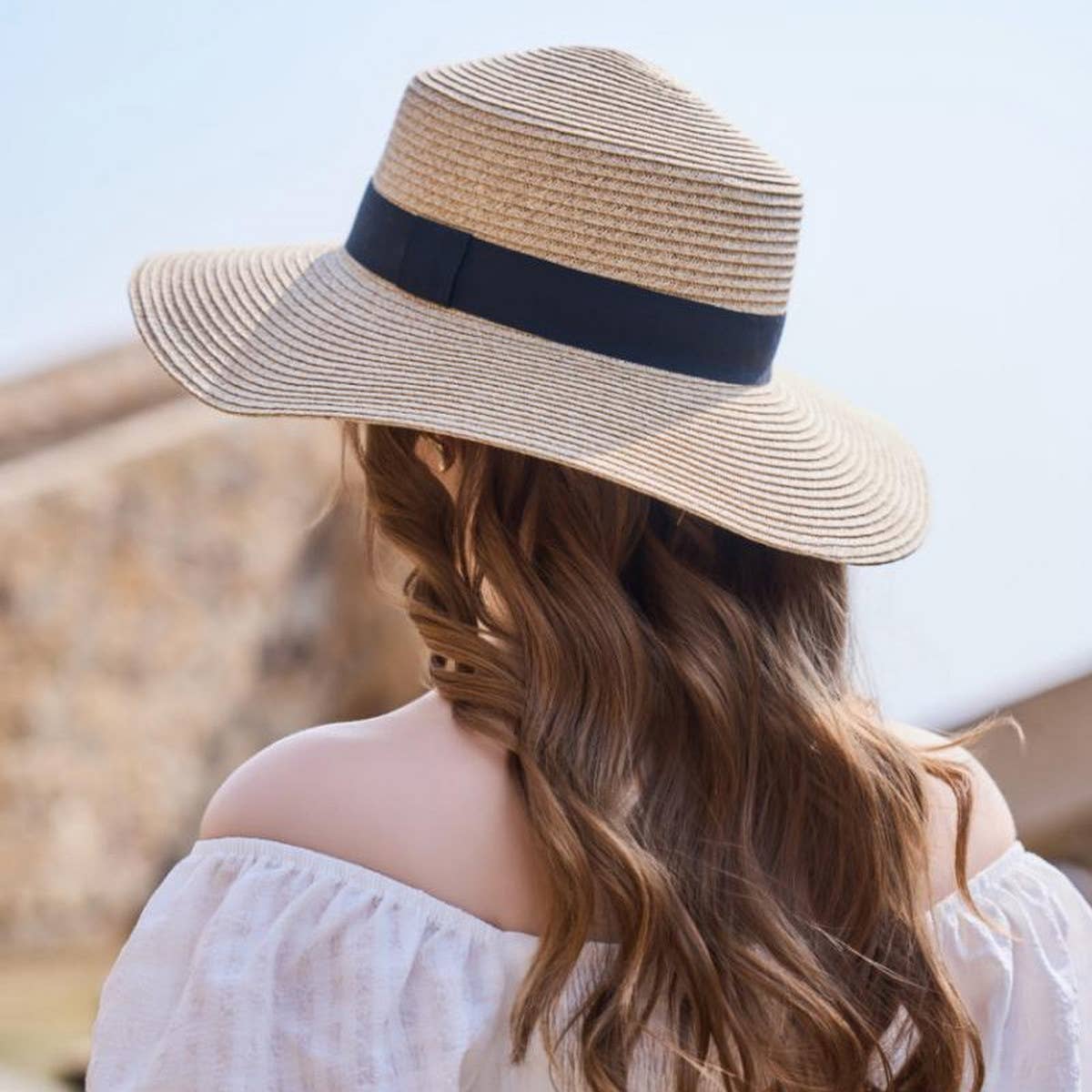 CASUAL SUN PROTECTION FLAT TOP STRAW HAT_CWAH1339