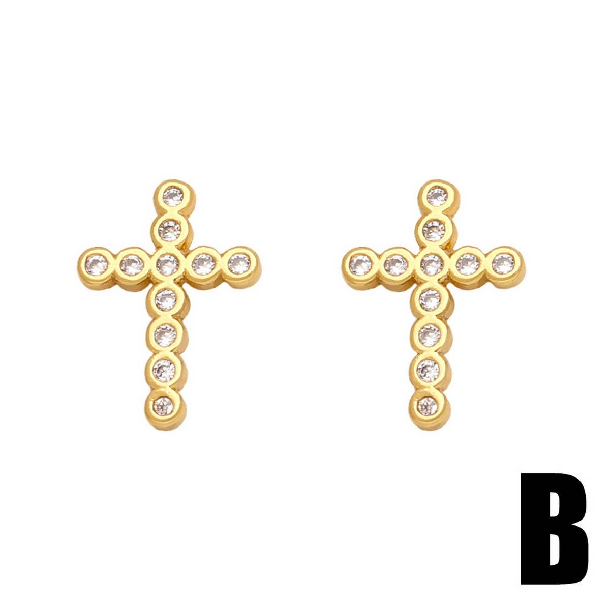 COLORED ZIRCON CROSS EARRINGS
