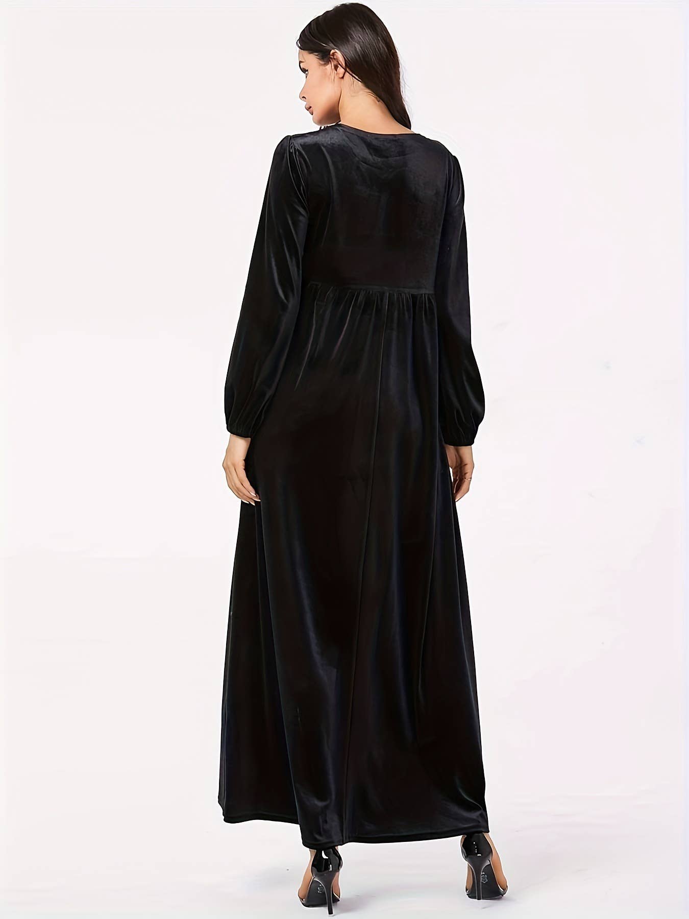 Fashionable round-neck velvet loose dress