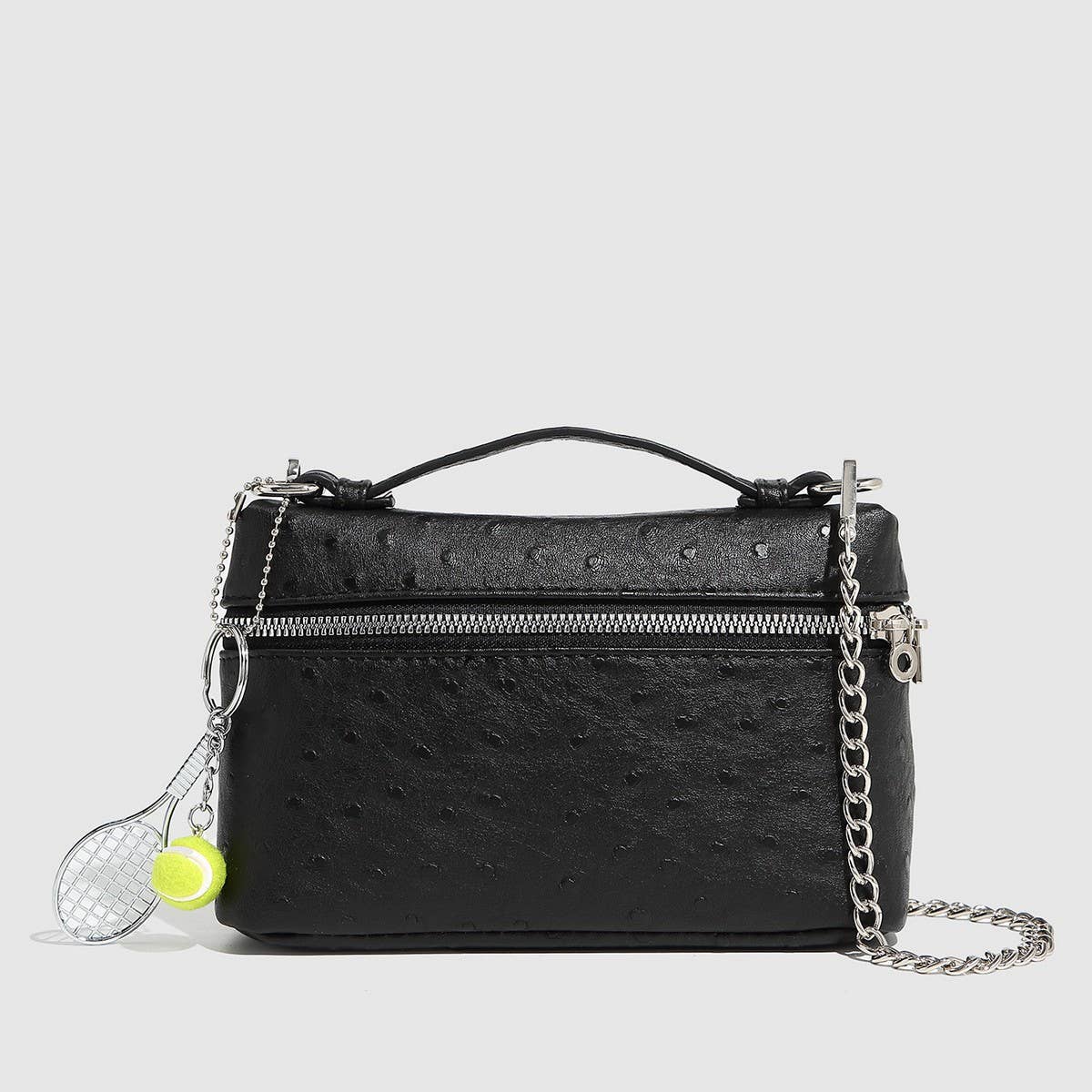 Racing Style Ostrich Grain Shoulder Bag_CWAB5724