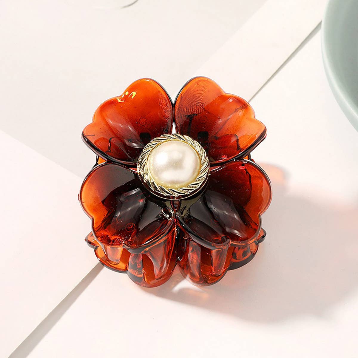 Large Pearl Flower Hair Claw - Elegant Updo Clip_CWAHA0408