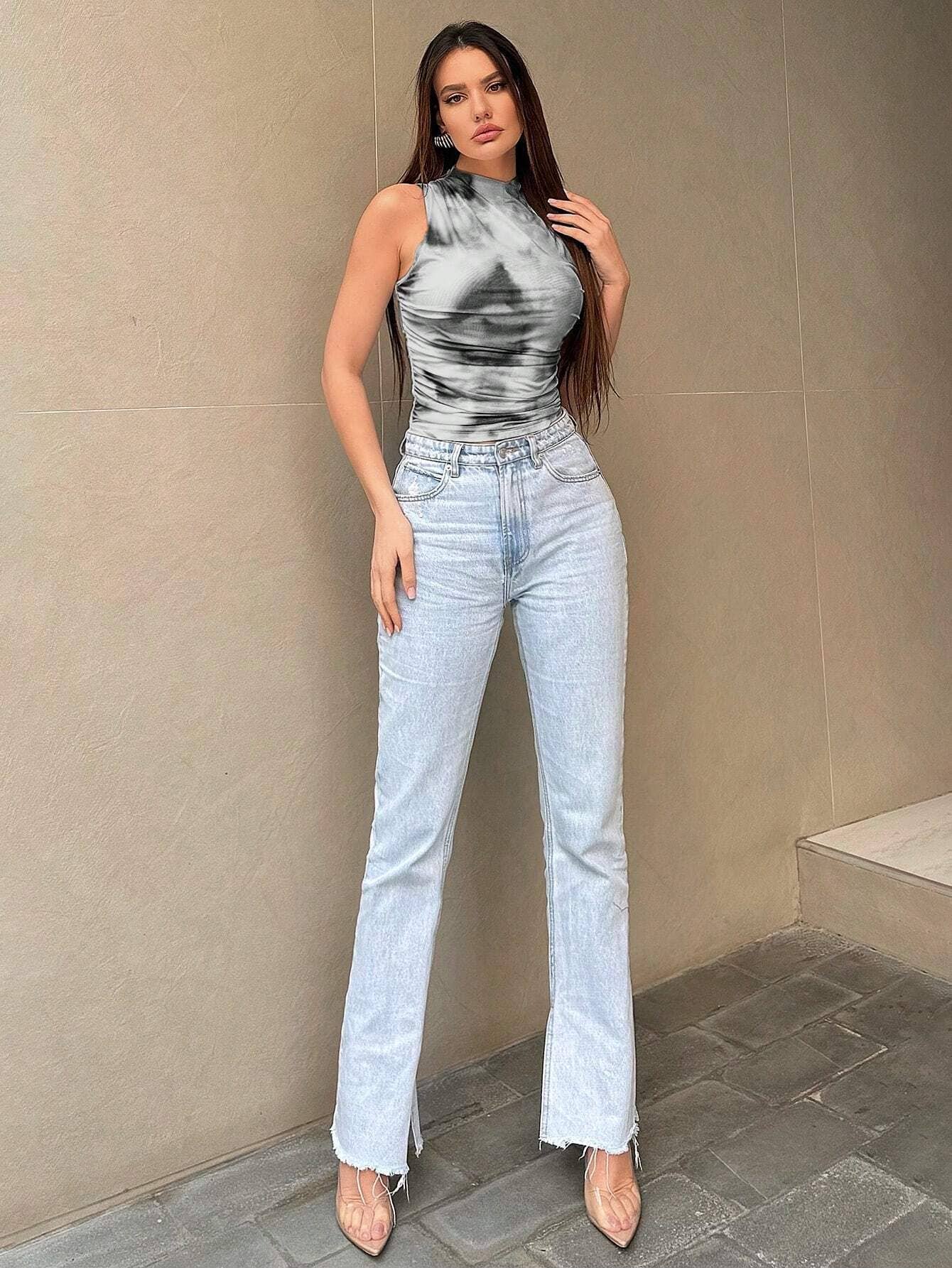 Women¡¯s street style graphic mesh tank top