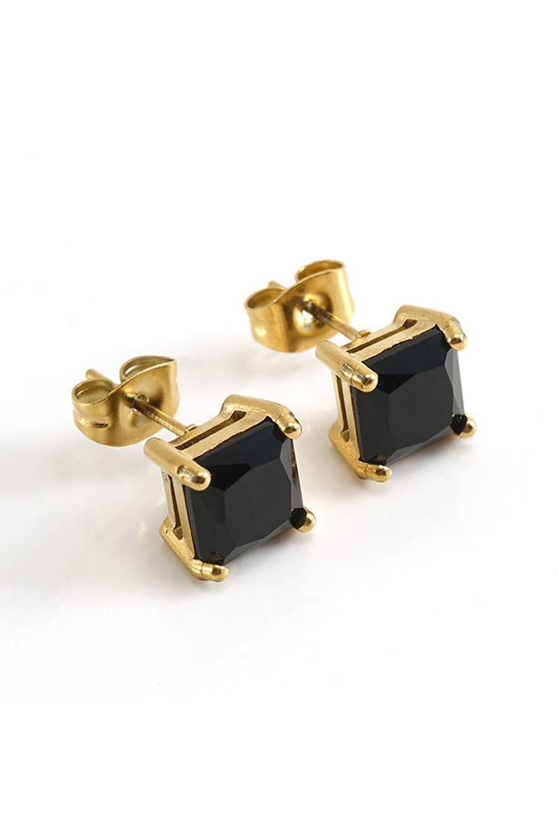 COLORED GEM DECKED STAINLESS STEEL EARRINGS_CWAJE0378