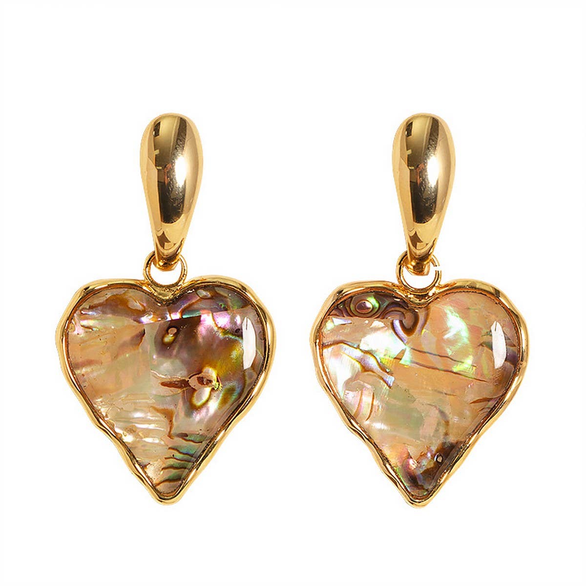 FASHIONABLE HEART ABALONE PENDANT EARRINGS