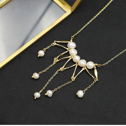 WOMEN'S VINTAGE TASSEL NATURAL PEARL NECKLACE