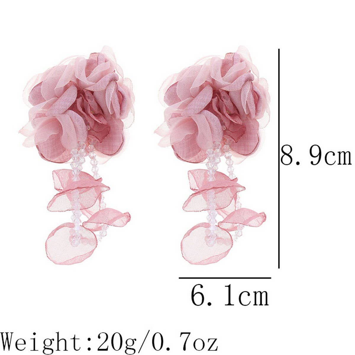 Statement Fabric Flower Earrings with Crystals_CWMM6252