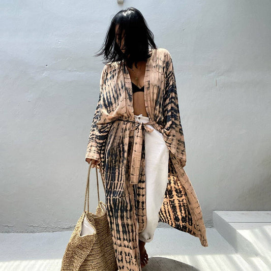 Tie-Dye Beach Cover-Up Cardigan Bikini Sunscreen