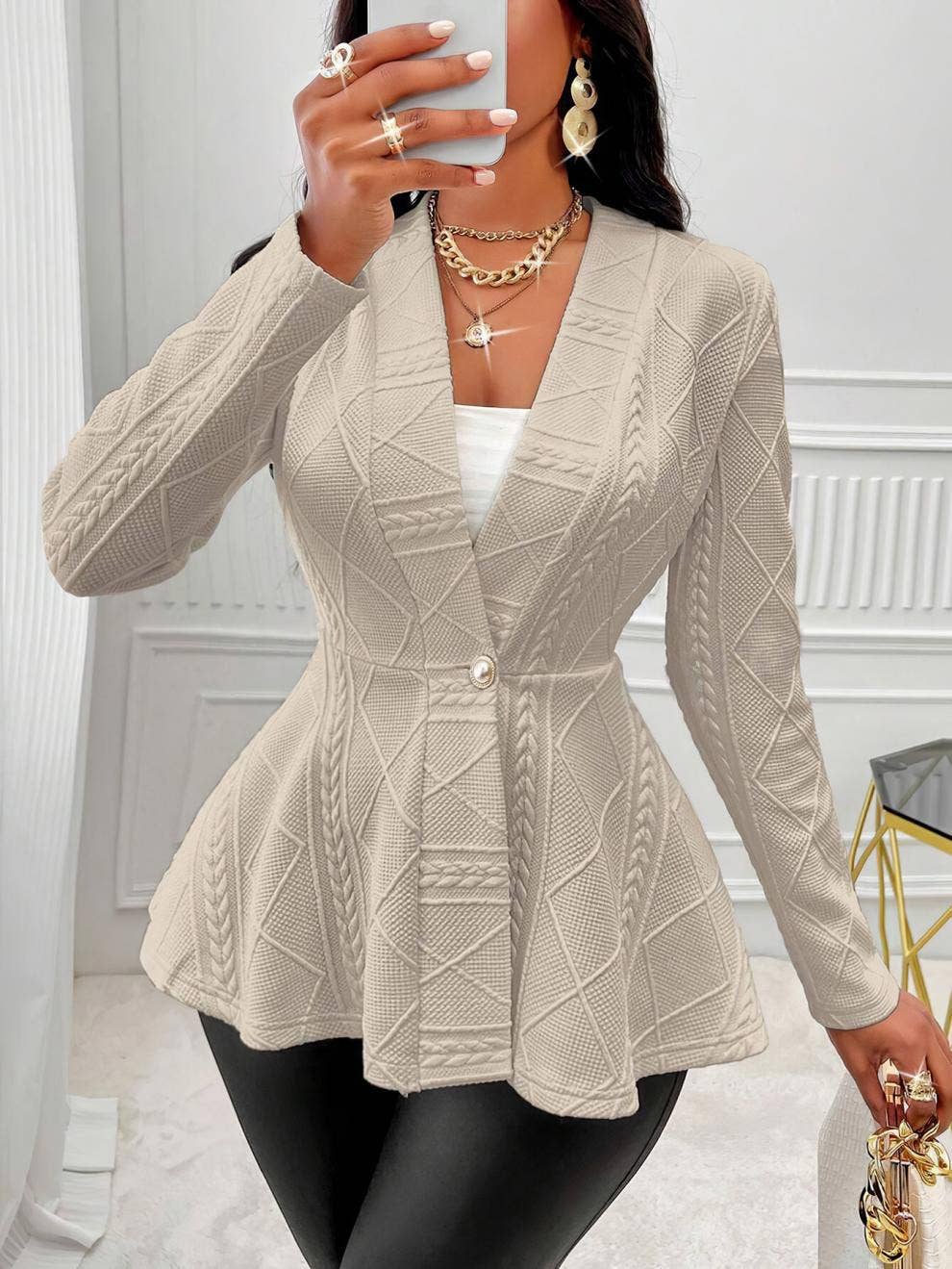 THICK-FIT FASHION JACQUARD BLAZER