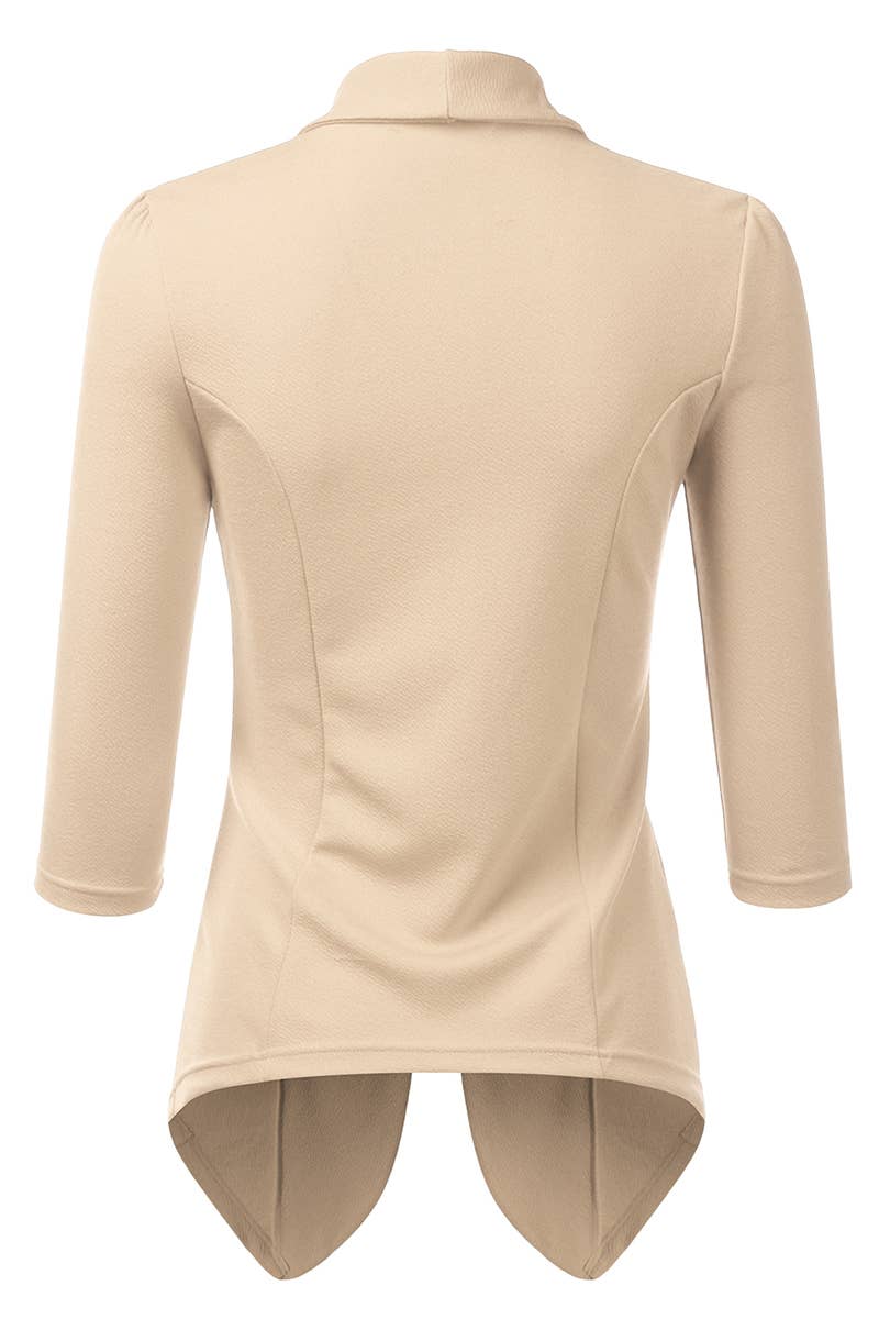 CWOBL089_Casual Work 3/4 Sleeve Open Front Blazer