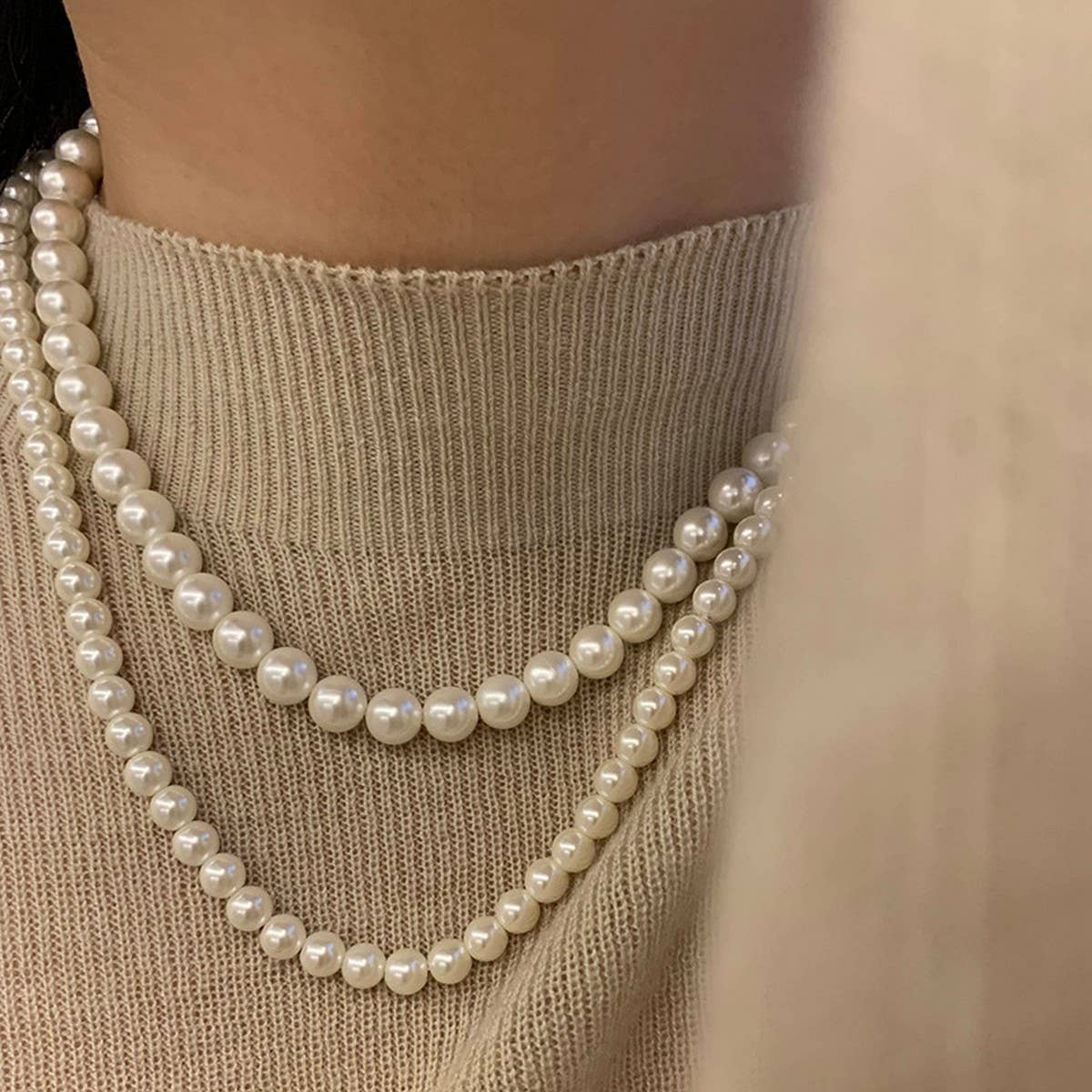 VINTAGE ELEGANT DOUBLE PEARL NECKLACE