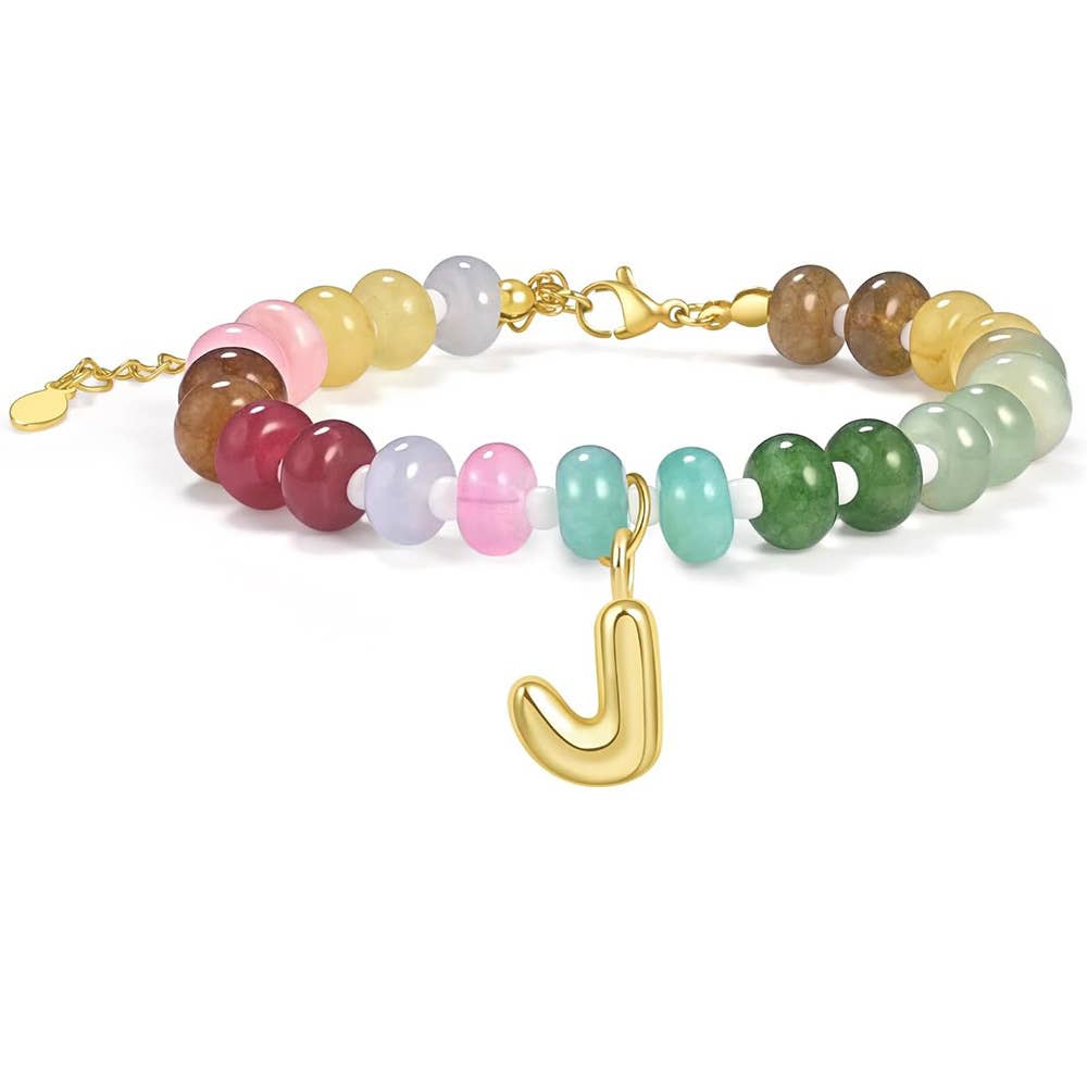 26-letter Dopamine-colored natural stone bracelet