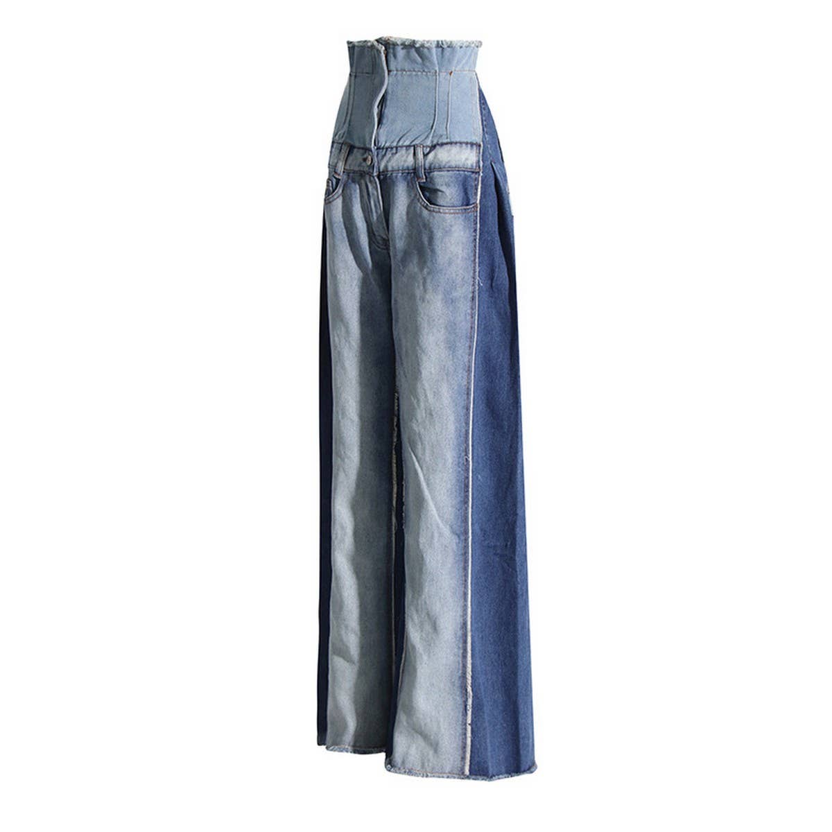 WOMENS HIGH WAISTED WIDE LEG LOOSE FITTING JEANS