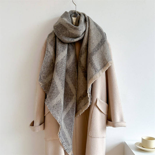 Checkered Circle Yarn Scarf - Winter Long Wrap_CWASC1439