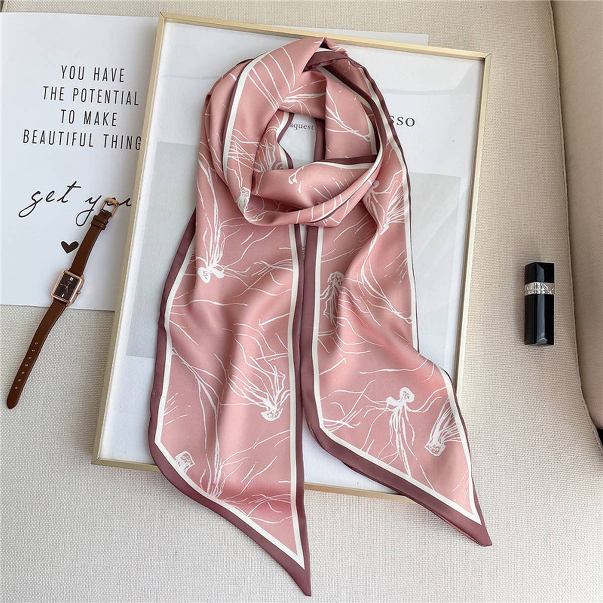 IMITATION SILK RIBBON BEVEL WIDE COLLAR HEAD SCARF