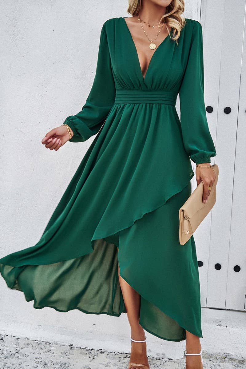 CWDMD4831_SPRING AND AUTUMN SLIM WAIST DRESS WITH SEXY SWING