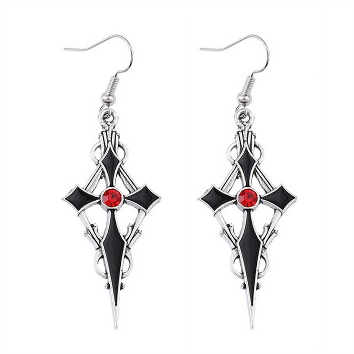 PERSONALIZED POINTED CROSS VAMPIRE EARRINGS_CWAJE1982