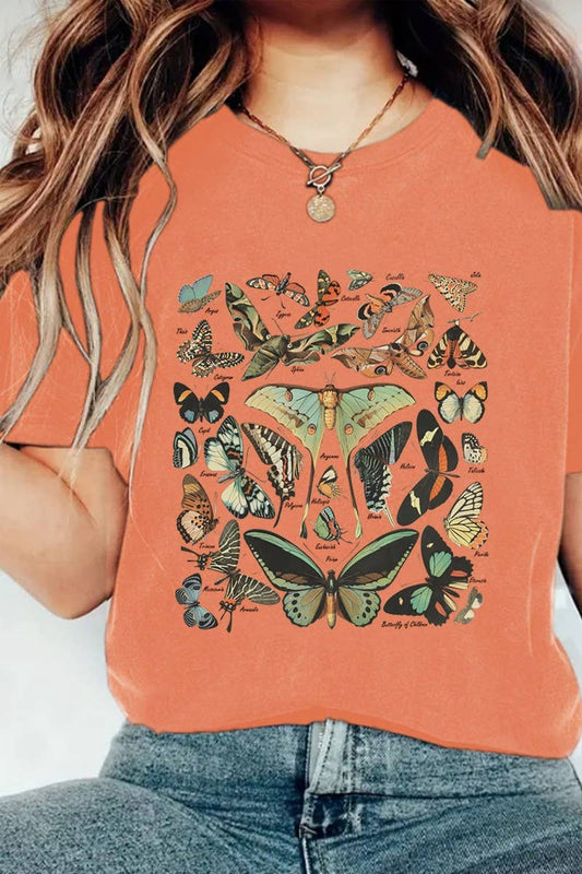 Cwtts1131_Round Neck Graphic Print Short Sleeve T-Shirt