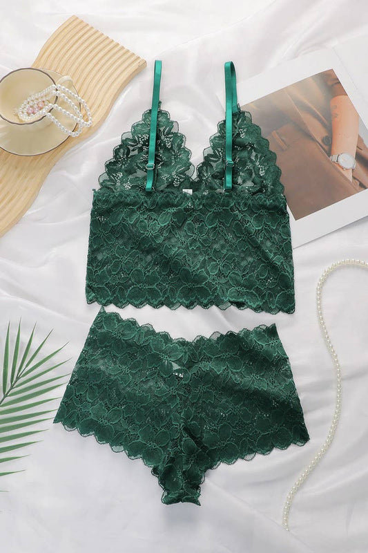 CWMU00270_LACE BRALETTE SET WIRELESS PUSH UP LINGERIE