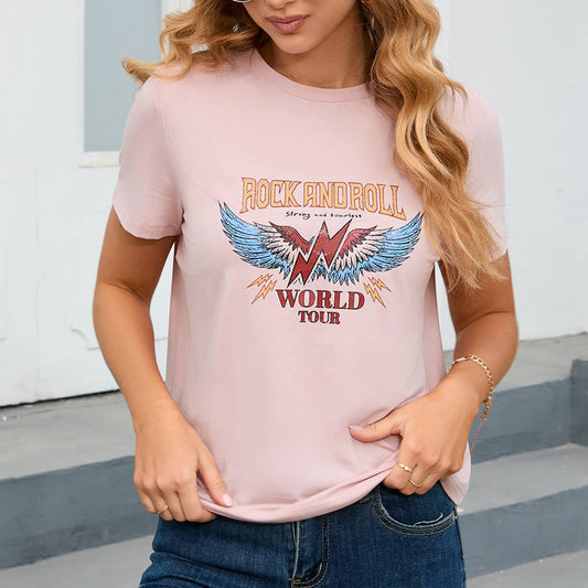 Vintage fun graphic short-sleeved crew-neck Top